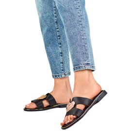 Damen-Flip-Flops mit Herz KK-731B, schwarz