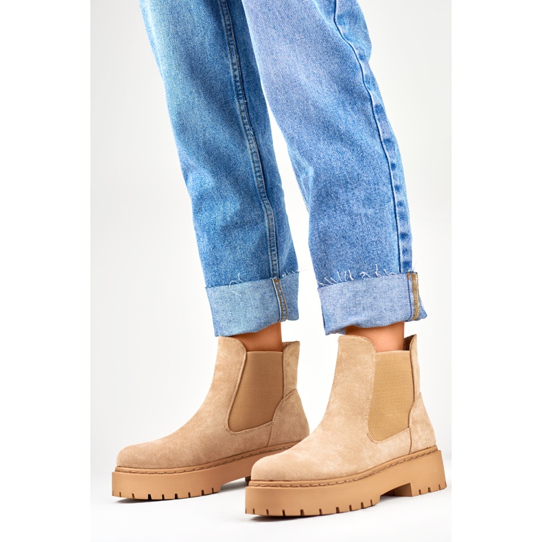 Chelsea-Stiefel Modell HB-170KH Beige - PRIMO