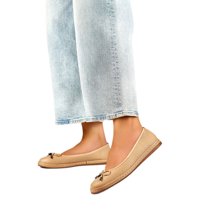 Damen-Ballerinas mit Schleife GD-XR392A-BE beige