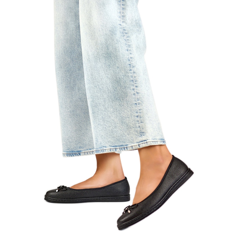 Damen-Ballerinas mit Schleife GD-XR392A-B, schwarz