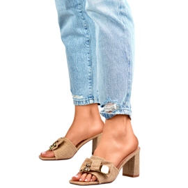 Damen-Flip-Flops mit Schleife 8734NA Beige