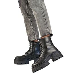 Damen-Lederstiefel GD-TL56B, schwarz