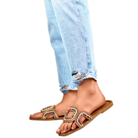 Damen-Flip-Flops mit Perlen 1122MIX mehrfarbig