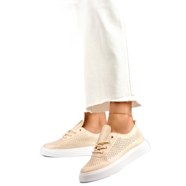Durchbrochene Damen-Sneaker 777-1BE, Beige