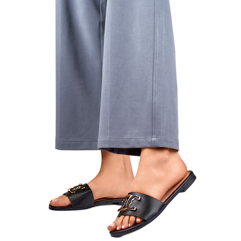 Damen-Flip-Flops mit Verzierung 5174B schwarz