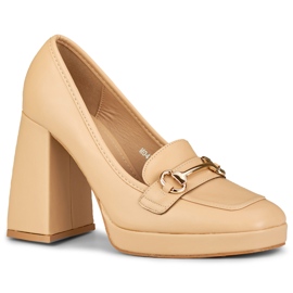 Damenpumps mit Verzierung M047-NU beige