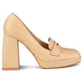 Pumps mit hohem Absatz M046NU beige