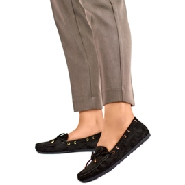 QQ5B Damenmokassins mit Schleife schwarz