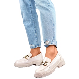 Damenmokassins mit Goldverzierung OH31-2LT/BE beige