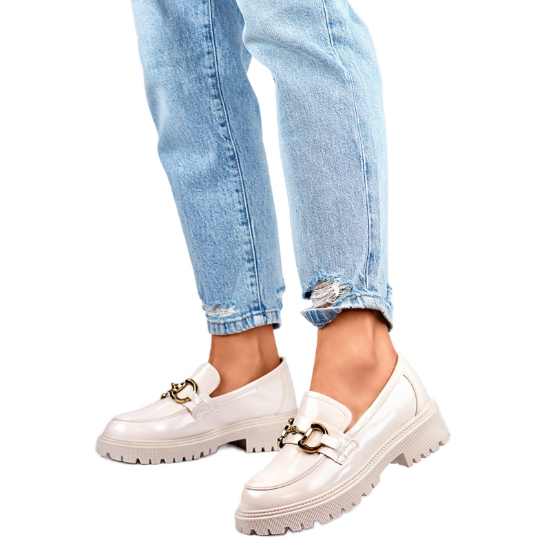 Damenmokassins mit Goldverzierung OH31-2LT/BE beige