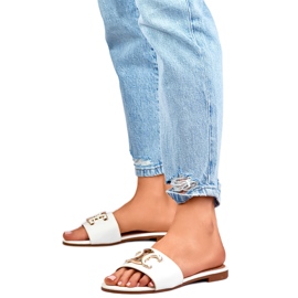 Damen-Flip-Flops 5174W mit Verzierung weiß