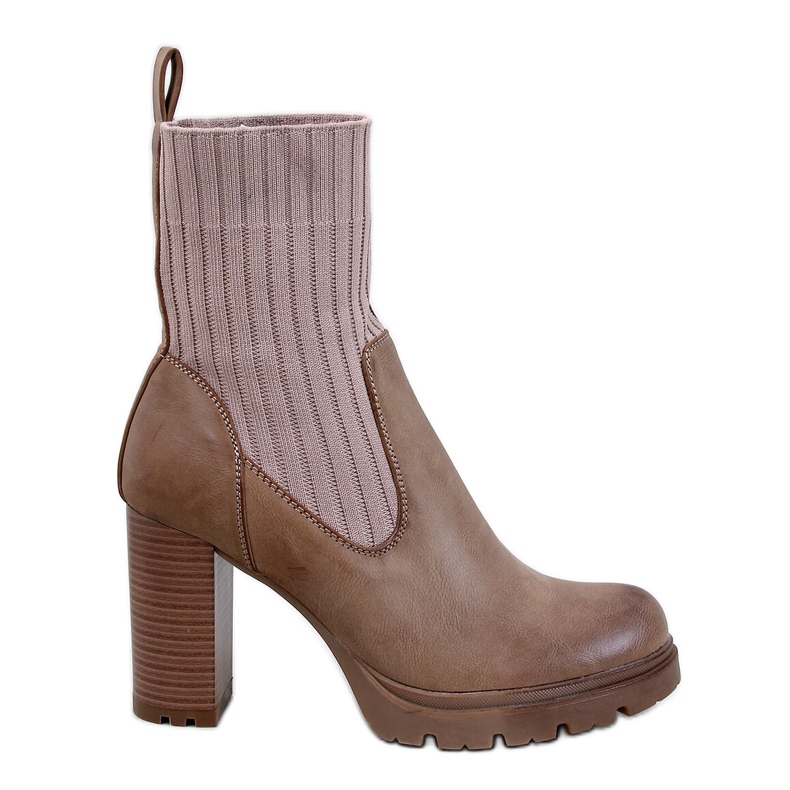 Fairsy Khaki-Stiefeletten mit hohem Absatz beige