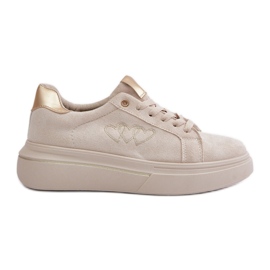 Frauen -Sneaker auf der Plattform mit Herzen Beige