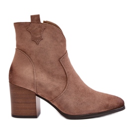 Isolierte Cowboystiefel mit hohem Absatz aus Öko-Wildleder Vinceza 58345 Dunkelbeige