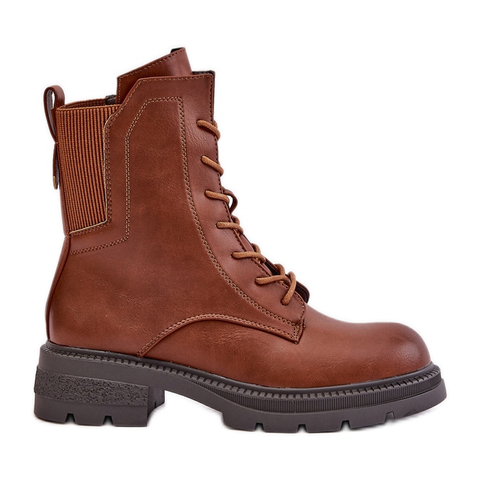 Jezzi Isolierte Arbeiterstiefel mit Reißverschluss, Braun Leairae