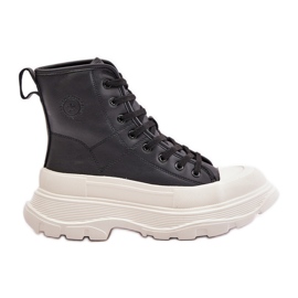 Lederisolierte Sneakers auf massiver Plattform Big Star OO274A599 Schwarz