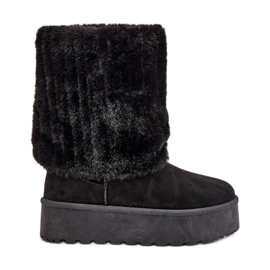 Schwarze Lisonea-Plateau-Schneestiefel mit umgeschlagenem Obermaterial