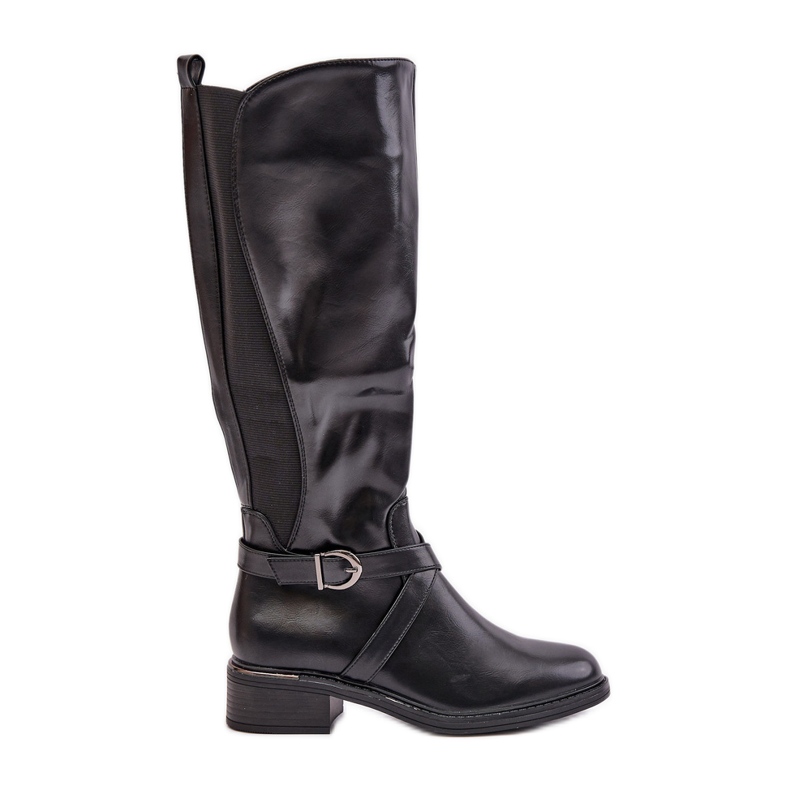 Isolierte Overknee-Stiefel mit Schnalle und Reißverschluss, Black Seavella schwarz