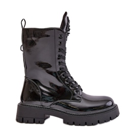 Patentierte, isolierte Arbeiter-Stiefeletten mit Verzierung, schwarzes Kelilea