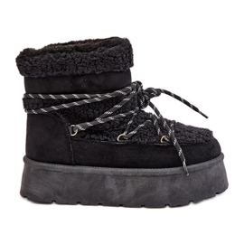 Schwarze Izathiel-Plateau-Schneestiefel mit Schnürung