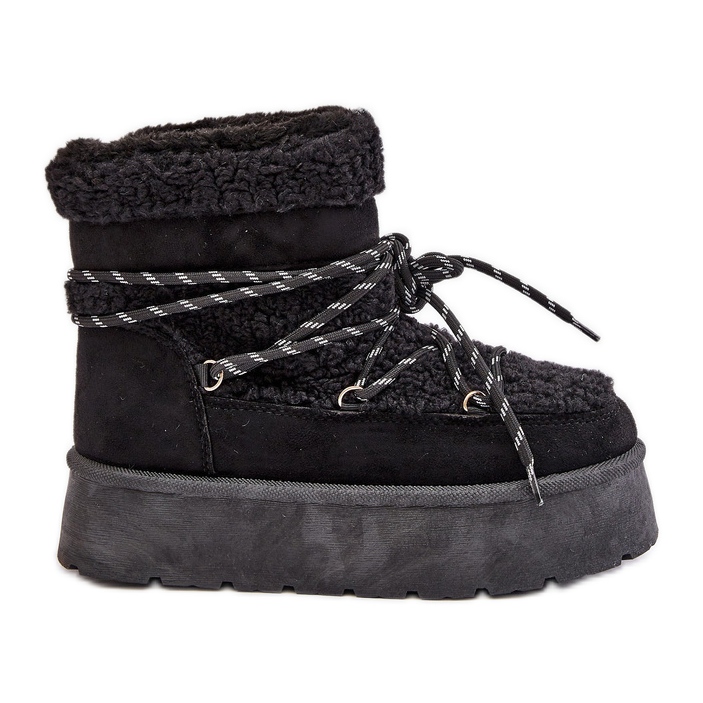 Schwarze Izathiel-Plateau-Schneestiefel mit Schnürung