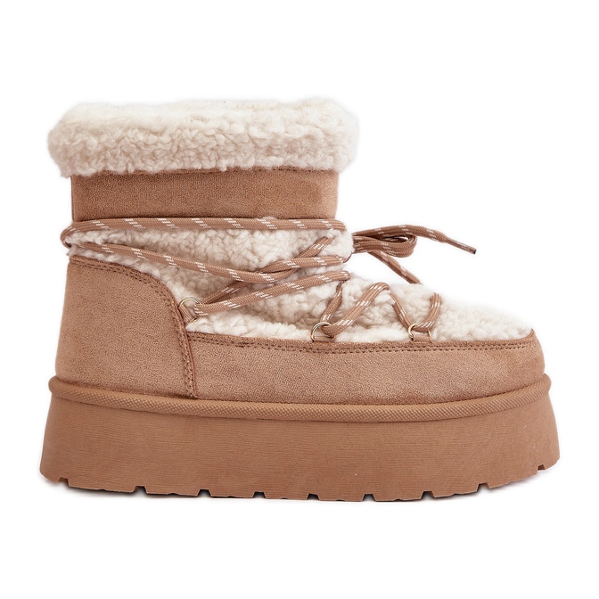 Beige Izathiel Plateau-Schneestiefel mit Schnürung