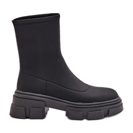 Schwarze Ravendria-Slip-On-Stiefel mit flachem Absatz
