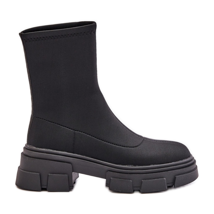 Schwarze Ravendria-Slip-On-Stiefel mit flachem Absatz