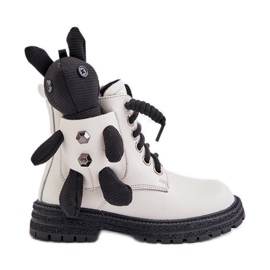 Lederisolierte Kinderstiefel mit Reißverschluss mit Teddybär Vinceza 36261 Weiß