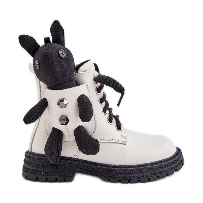 Lederisolierte Kinderstiefel mit Reißverschluss mit Teddybär Vinceza 36261 Weiß