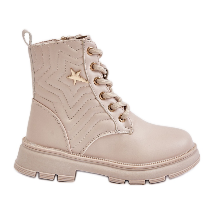 Isolierte Kinderstiefeletten mit Reißverschluss aus Öko-Leder, Beige Liotira