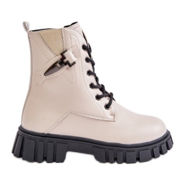 News Isolierte Mädchenstiefeletten mit Reißverschluss und Verzierung, beige Zinnirella