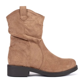 Damen-Cowboystiefel aus dunkelbeigem Wildleder