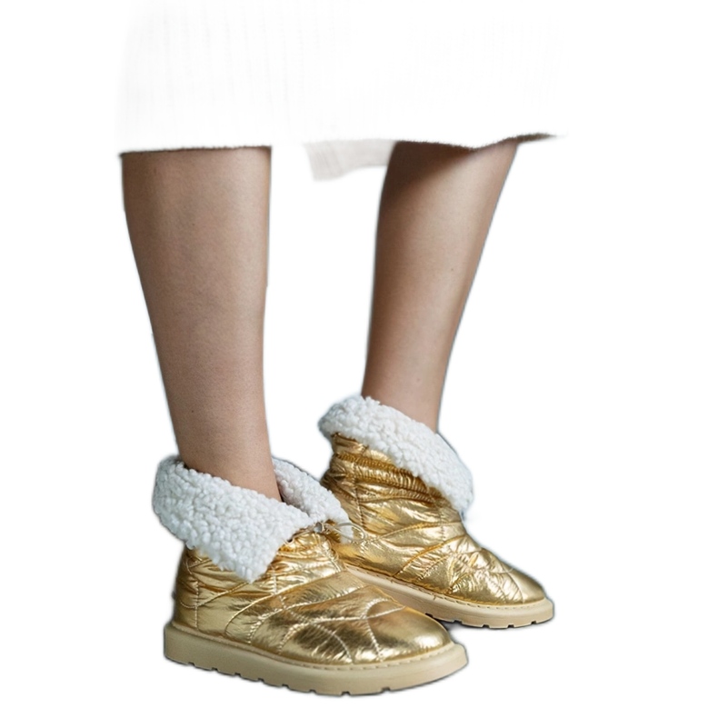 Caellita goldene isolierte Schneestiefel mit Manschette