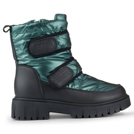 Damen-Schneestiefel mit Klettverschluss in Metallic-Schwarz und Grün JH-1GR