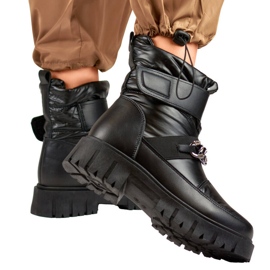 Damen-Schneestiefel mit Klettverschlusskette, schwarz JH-5B