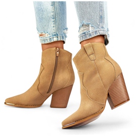 Damen-Cowboystiefel aus Wildleder mit hohem Absatz, beige A5618BE