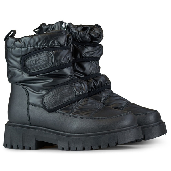 Damen-Schneestiefel JH-1B in Metallic-Schwarz mit Klettverschluss