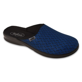 Befado leichte Herren-Pu-Hausschuhe 548M046 blau mit Aufdruck