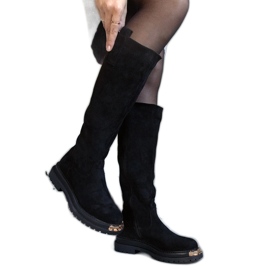 Schwarze Stiefel mit Metallfinish von Guillora