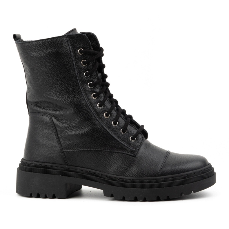 WASAK Damen-Stiefeletten aus Leder mit Spitze, Winter, 0640, Schwarz