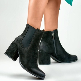 Damen-Stiefeletten aus Wildleder, schwarz, 260038B-SU