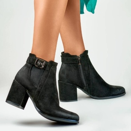 Damen-Stiefeletten aus Wildleder, schwarz, 260041B-SU