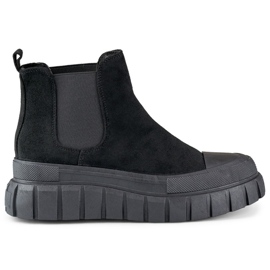Damen-Chelsea-Stiefel zum Hineinschlüpfen aus Wildleder in Schwarz A1006B