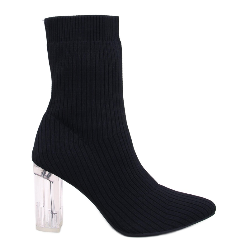 Destani Schwarze Sock-Boots mit transparentem Absatz