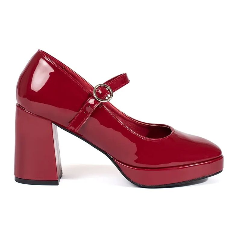 Seastar Rote Damen-Lackschuhe mit hohen Absätzen und Schnalle
