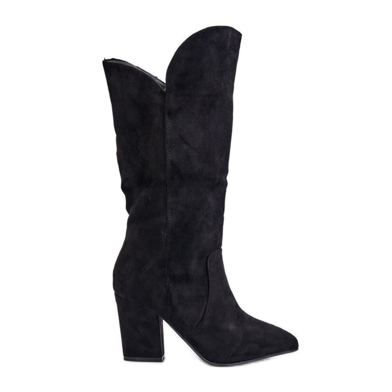 Overknee-Stiefel mit hohem Absatz aus Öko-Wildleder, Black Clorira schwarz