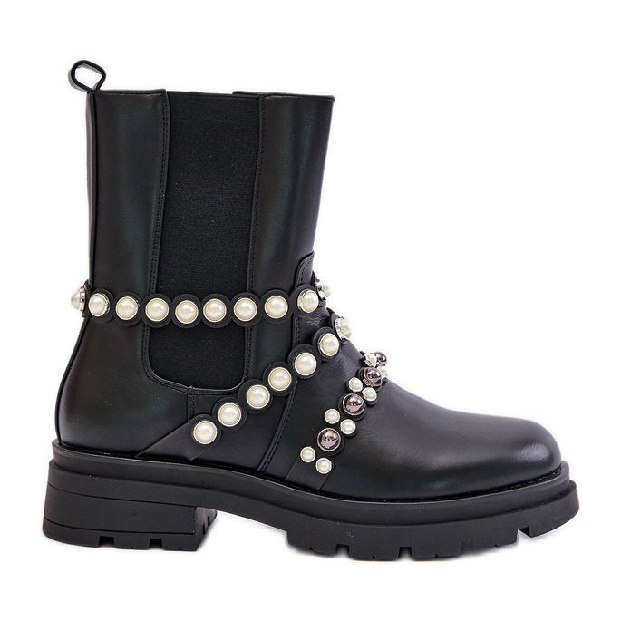 Damen-Chelsea-Stiefel mit Zierriemen, Black Sintitia schwarz