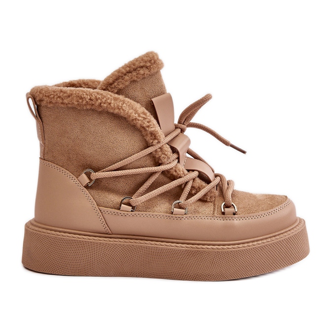 Dunkelbeige Tamidra-Schneestiefel auf der Plattform