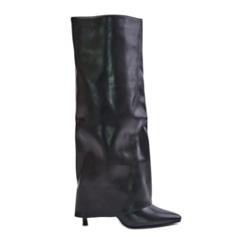 Isolierte Stiefel mit hohem Absatz und umgeschlagenem Schaft, Black Tamonia schwarz